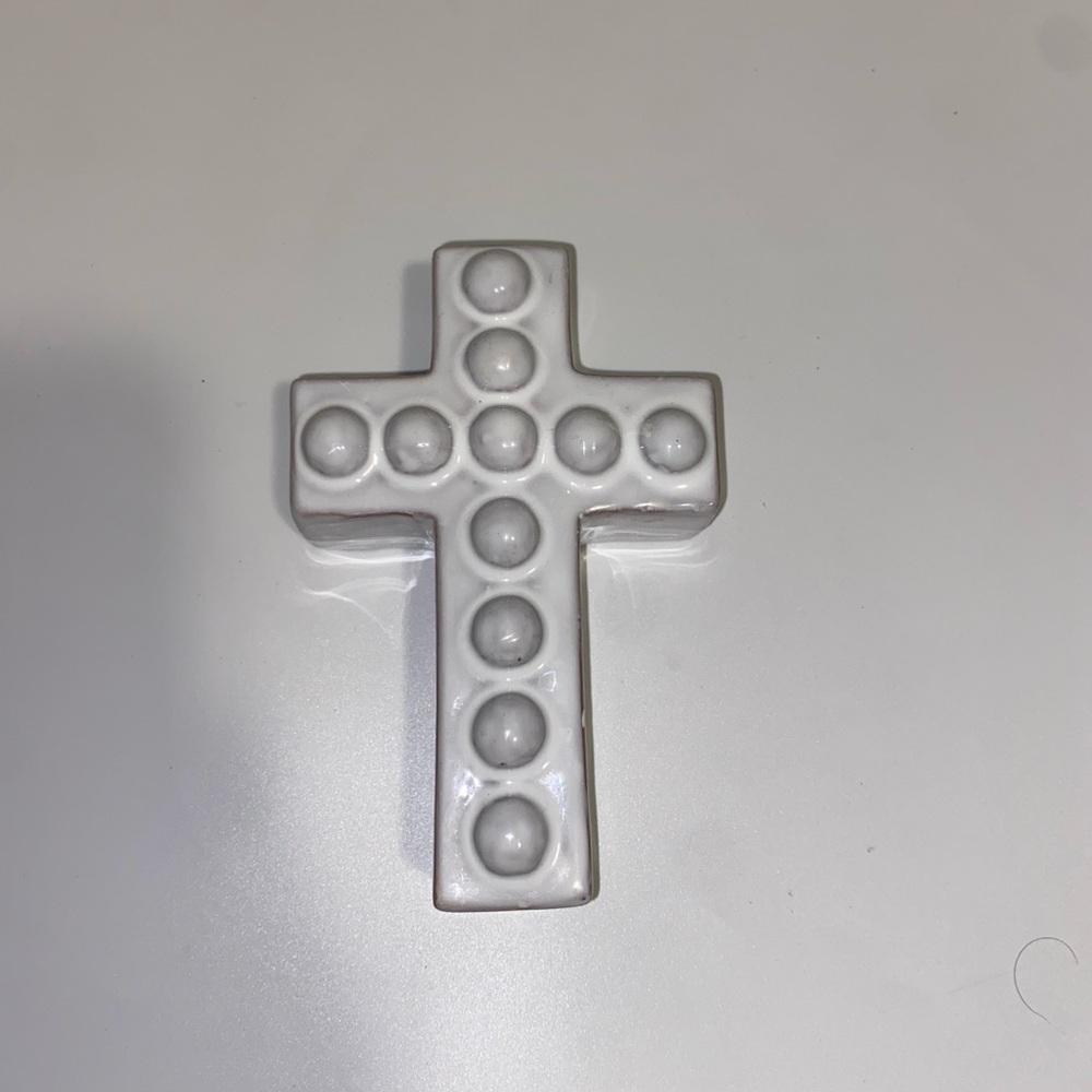White Ceramic Cross Decor
